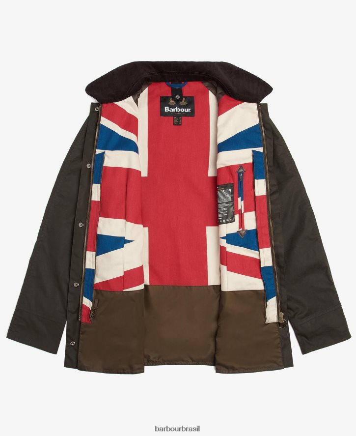 roupas Barbour jaqueta de cera beadnell edição limitada union jack Oliva mulheres NH44421366