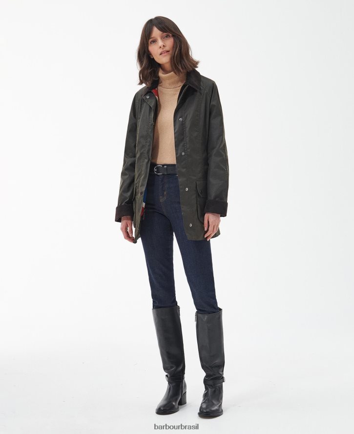 roupas Barbour jaqueta de cera beadnell edição limitada union jack Oliva mulheres NH44421366