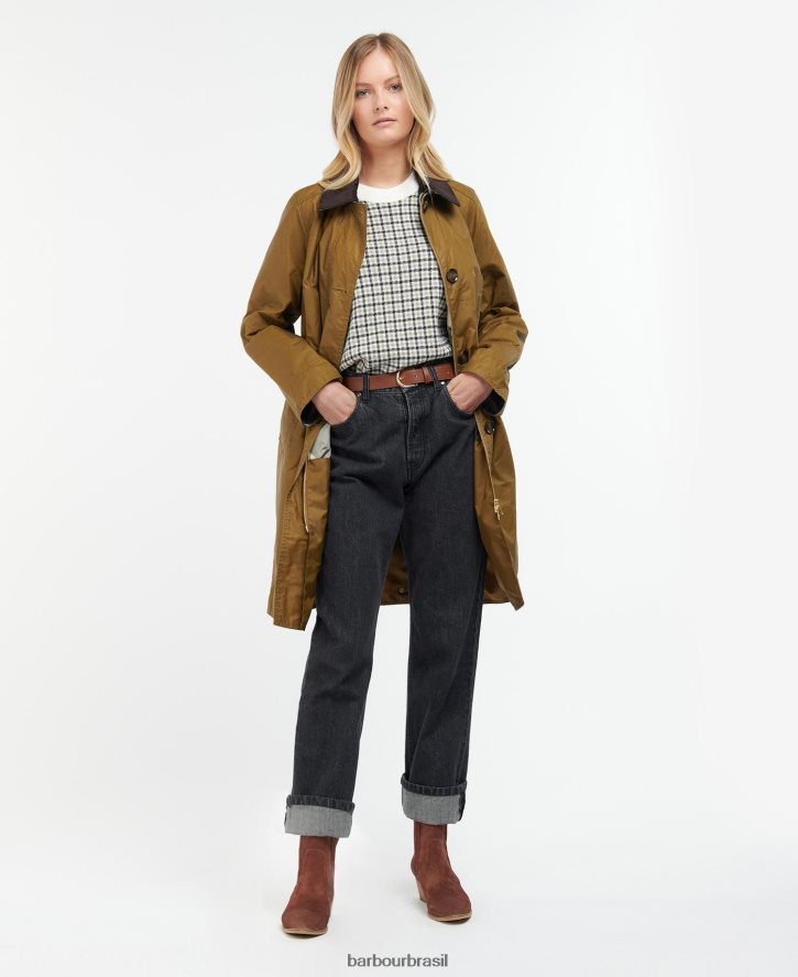 roupas Barbour jaqueta de cera brora areia/choupo antigo mulheres NH44421391