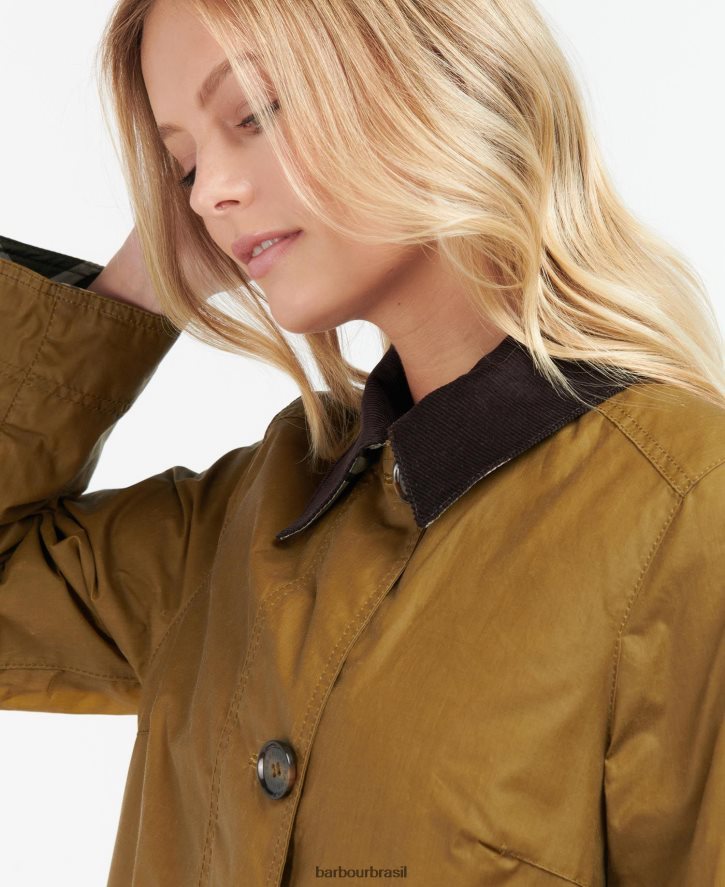 roupas Barbour jaqueta de cera brora areia/choupo antigo mulheres NH44421391