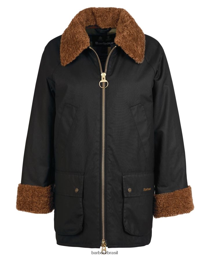 roupas Barbour jaqueta de cera carloway samambaia/tartã clássico mulheres NH44421385