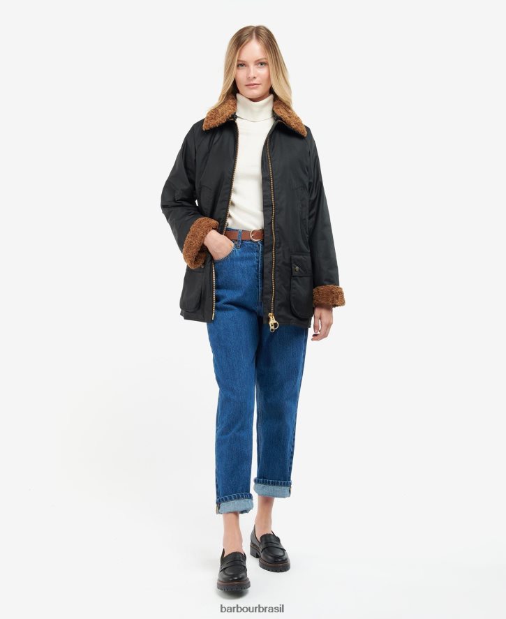 roupas Barbour jaqueta de cera carloway samambaia/tartã clássico mulheres NH44421385