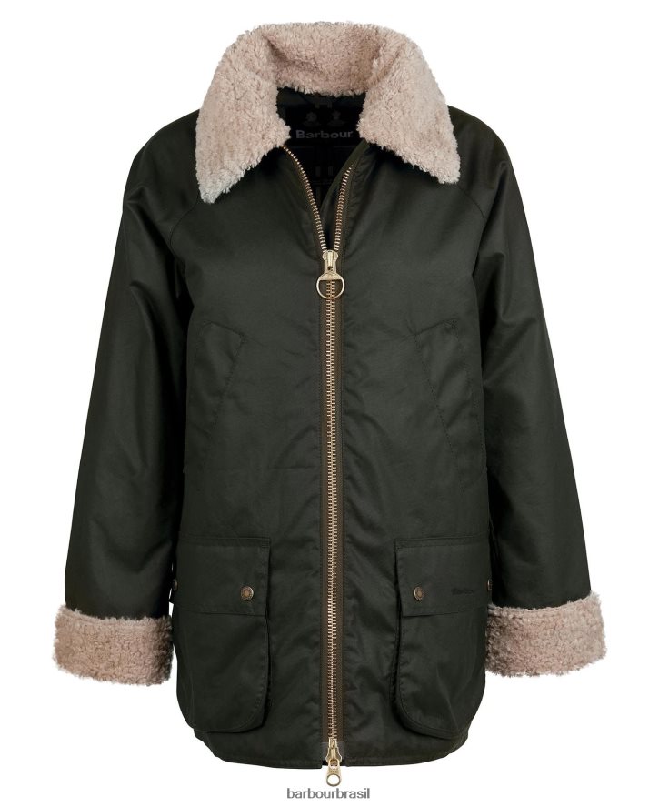 roupas Barbour jaqueta de cera carloway samambaia/tartã clássico mulheres NH44421390