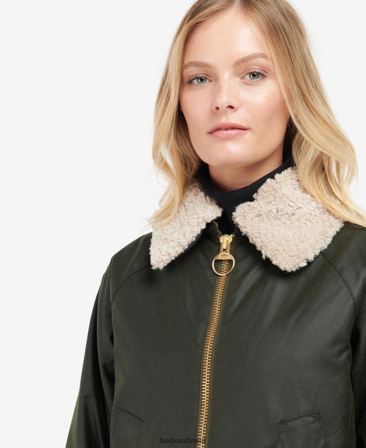 roupas Barbour jaqueta de cera carloway samambaia/tartã clássico mulheres NH44421390