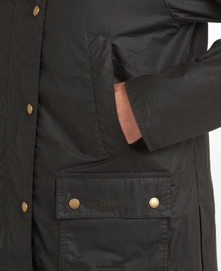 roupas Barbour jaqueta de cera de bolota leve azeitona escura mulheres NH44421393