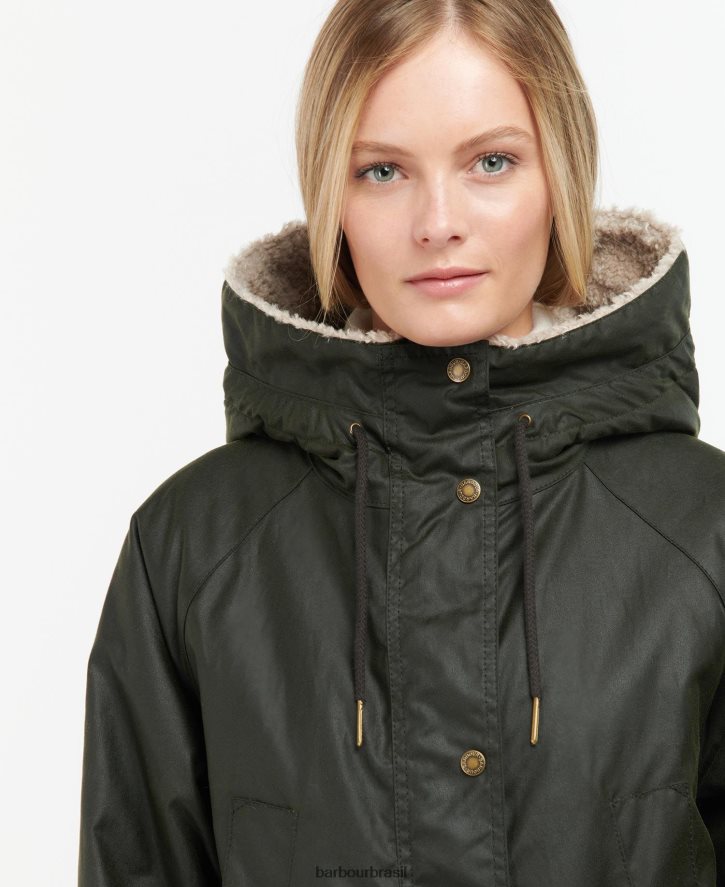 roupas Barbour jaqueta de cera gunnister tartan preto/antigo mulheres NH44421375