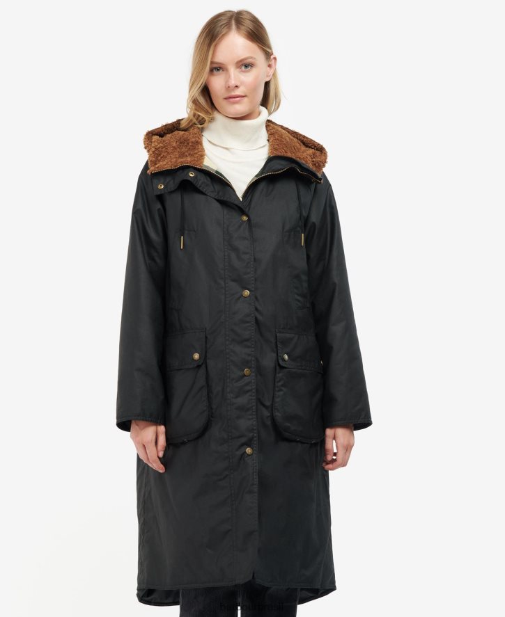 roupas Barbour jaqueta de cera gunnister tartan preto/antigo mulheres NH44421395