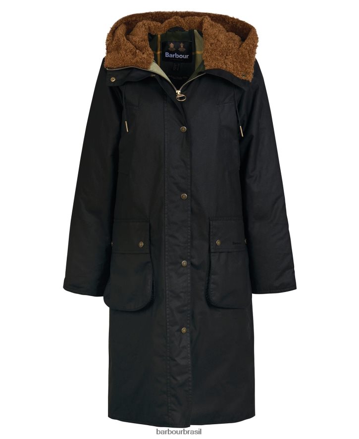 roupas Barbour jaqueta de cera gunnister tartan preto/antigo mulheres NH44421395