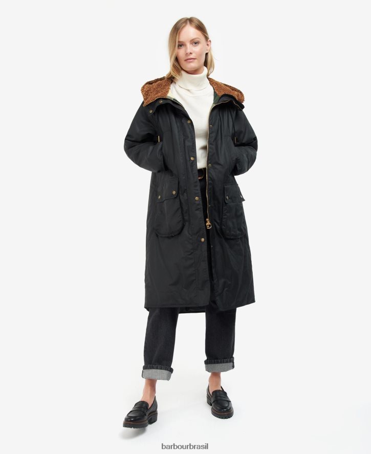 roupas Barbour jaqueta de cera gunnister tartan preto/antigo mulheres NH44421395