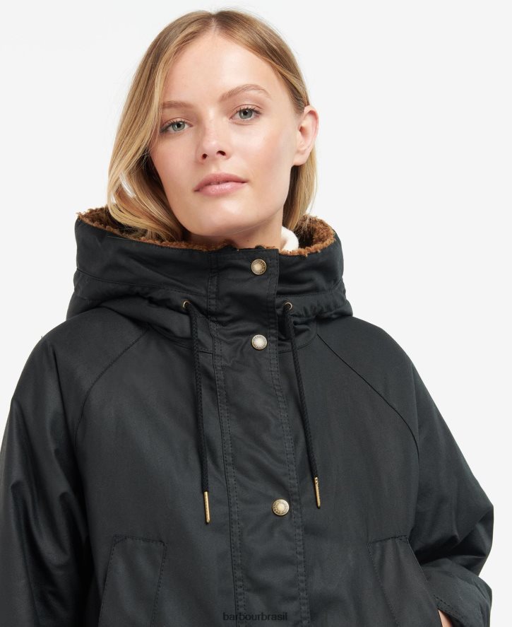 roupas Barbour jaqueta de cera gunnister tartan preto/antigo mulheres NH44421395