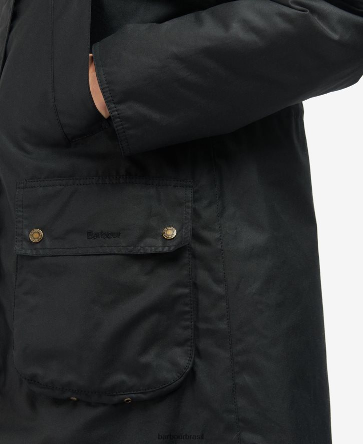 roupas Barbour jaqueta de cera gunnister tartan preto/antigo mulheres NH44421395