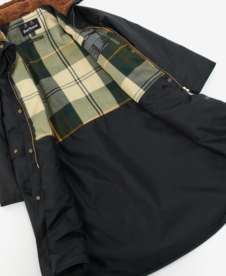 roupas Barbour jaqueta de cera gunnister tartan preto/antigo mulheres NH44421395