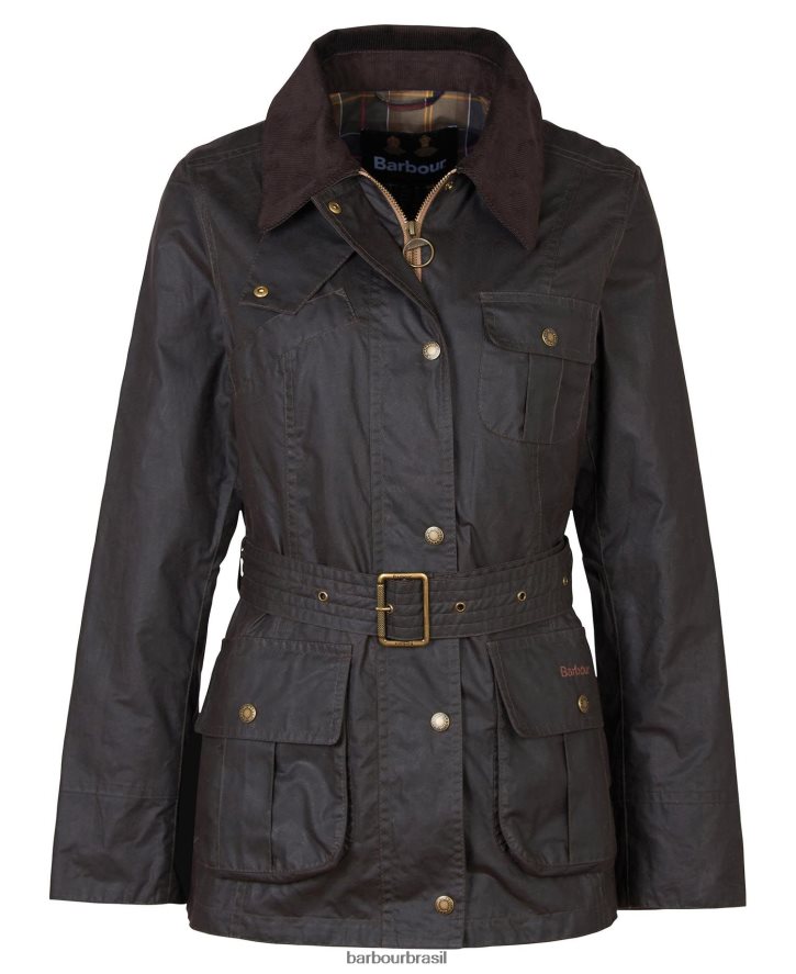roupas Barbour jaqueta encerada beadnell com cinto rústico/clássico mulheres NH44421394