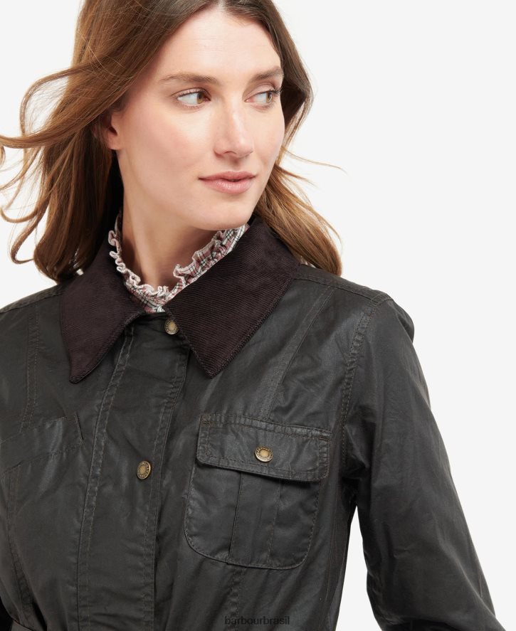 roupas Barbour jaqueta encerada beadnell com cinto rústico/clássico mulheres NH44421394