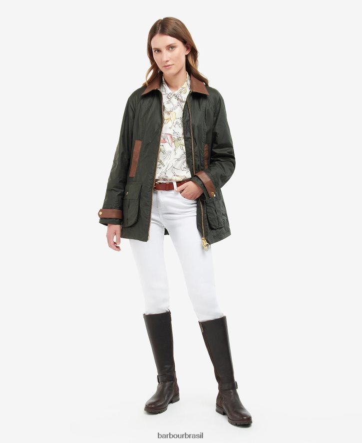 roupas Barbour jaqueta encerada beadnell premium arquivo oliveira/antigo mulheres NH44421387