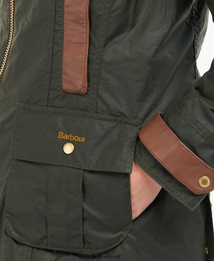 roupas Barbour jaqueta encerada beadnell premium arquivo oliveira/antigo mulheres NH44421387