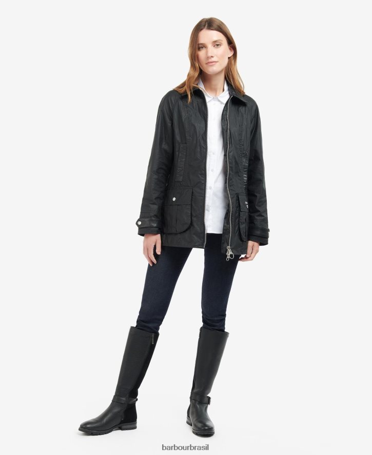 roupas Barbour jaqueta encerada beadnell premium arquivo oliveira/antigo mulheres NH44421392