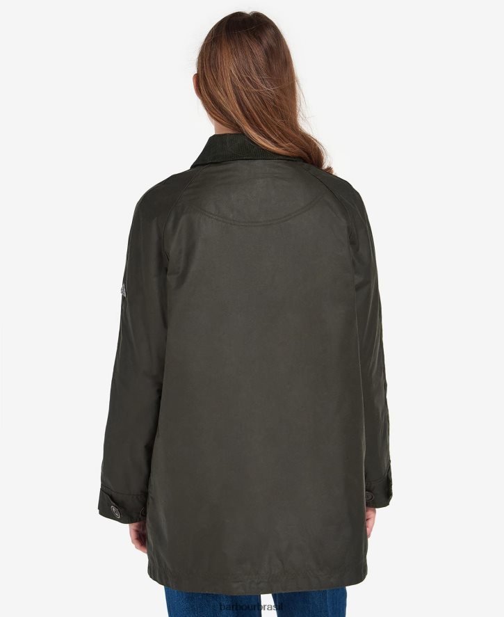 roupas Barbour jaqueta encerada com sal arquivo ponche azeitona/rosa mulheres NH44421379