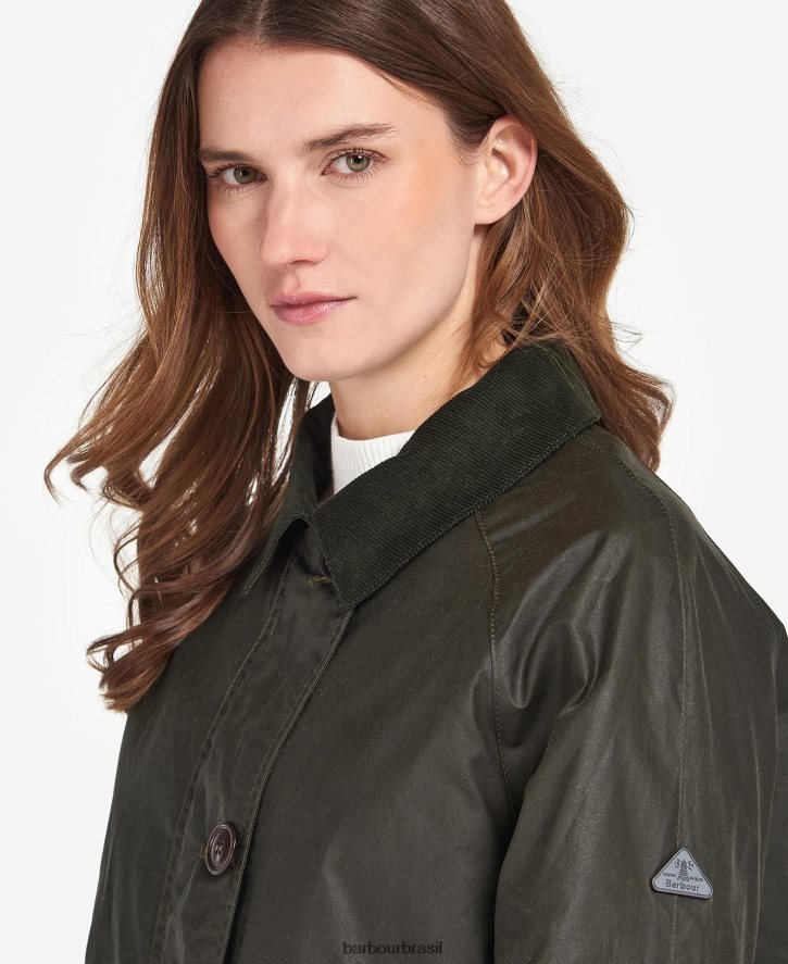 roupas Barbour jaqueta encerada com sal arquivo ponche azeitona/rosa mulheres NH44421379