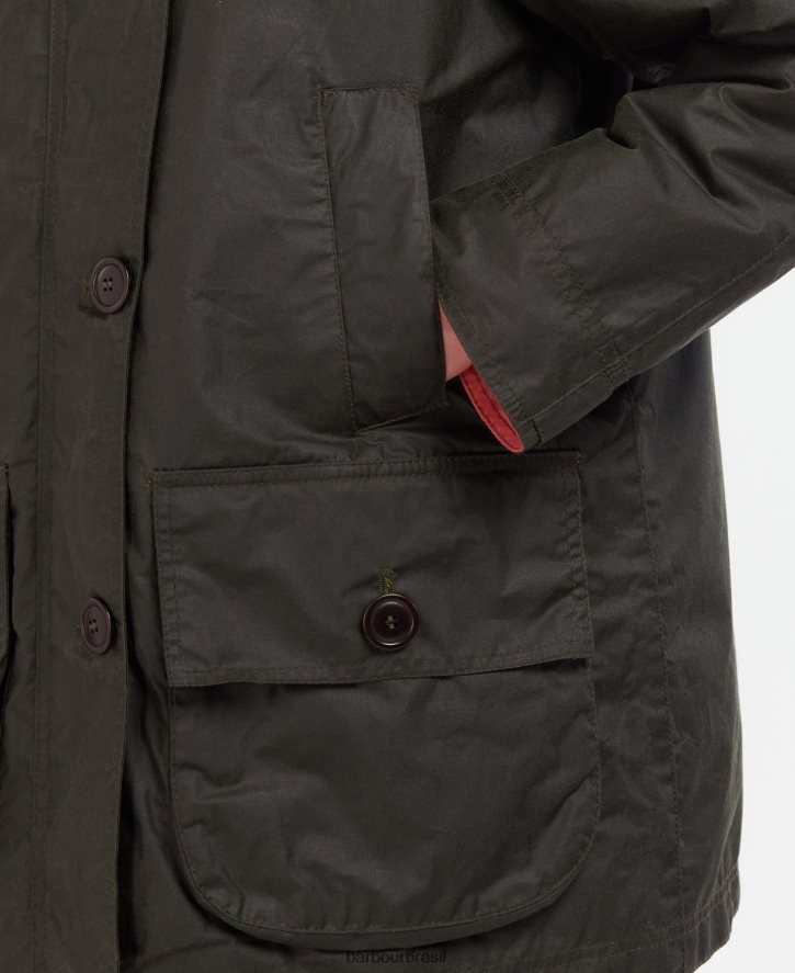 roupas Barbour jaqueta encerada com sal arquivo ponche azeitona/rosa mulheres NH44421379