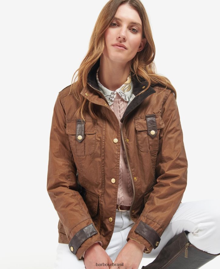 roupas Barbour jaqueta encerada de defesa premium arquivo oliveira/antigo mulheres NH44421377