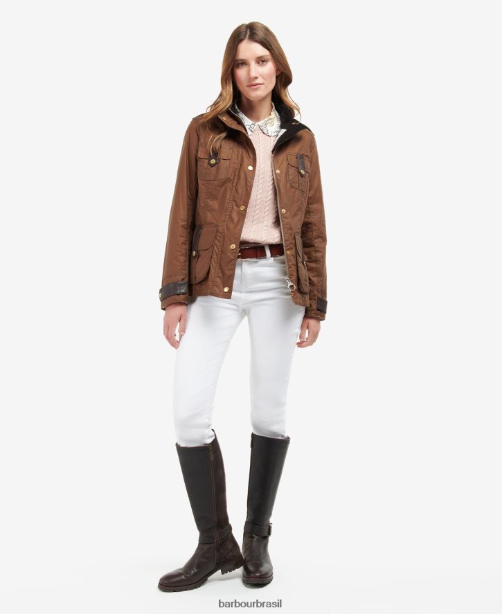 roupas Barbour jaqueta encerada de defesa premium arquivo oliveira/antigo mulheres NH44421377