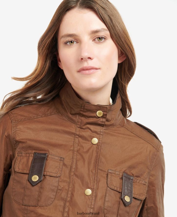 roupas Barbour jaqueta encerada de defesa premium arquivo oliveira/antigo mulheres NH44421377