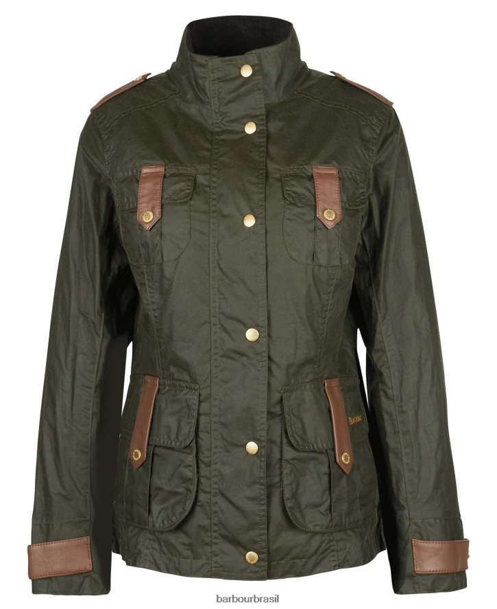 roupas Barbour jaqueta encerada de defesa premium arquivo oliveira/antigo mulheres NH44421396