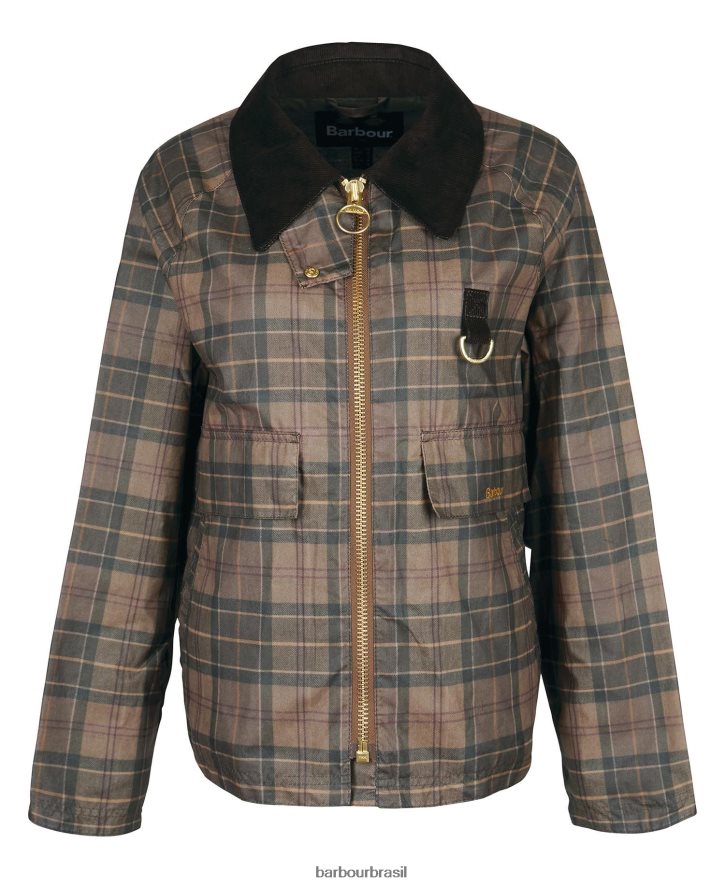 roupas Barbour jaqueta encerada eddleston tartan tartan silenciado/marrom mulheres NH44421372