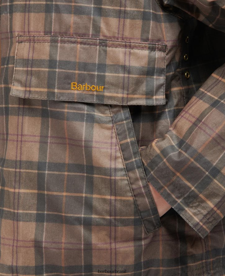 roupas Barbour jaqueta encerada eddleston tartan tartan silenciado/marrom mulheres NH44421372