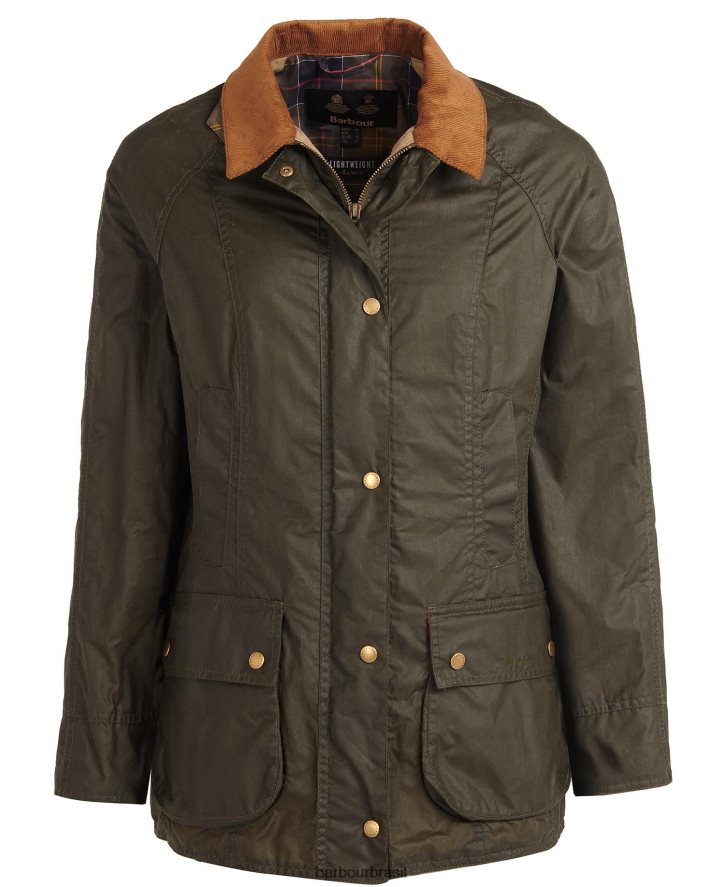 roupas Barbour jaqueta leve de algodão encerado beadnell arquivar azeitona mulheres NH44421398