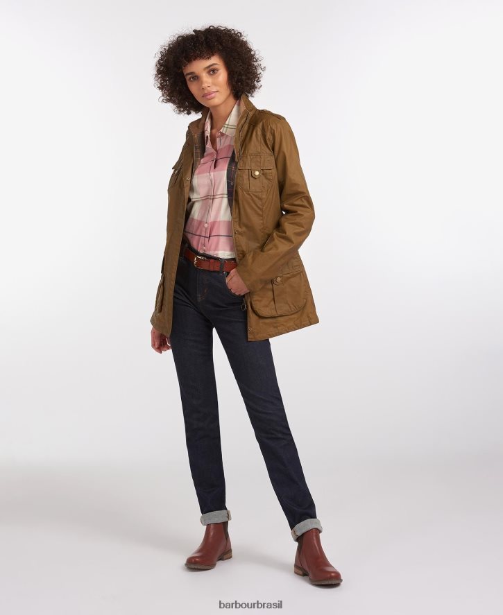 roupas Barbour jaqueta leve de algodão encerado de defesa marinho real/clássico mulheres NH44421388