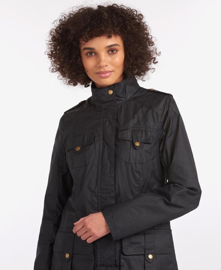 roupas Barbour jaqueta leve de algodão encerado de defesa marinho real/clássico mulheres NH44421389