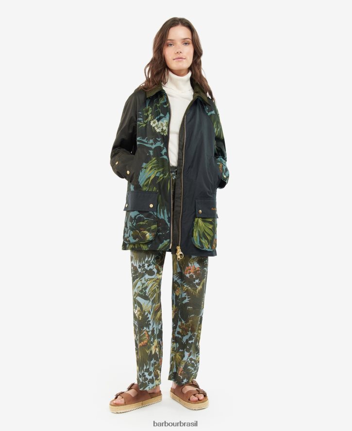 roupas Barbour x House of Hackney jaqueta de cera manobrável limerência/céu/marinha mulheres NH44421384