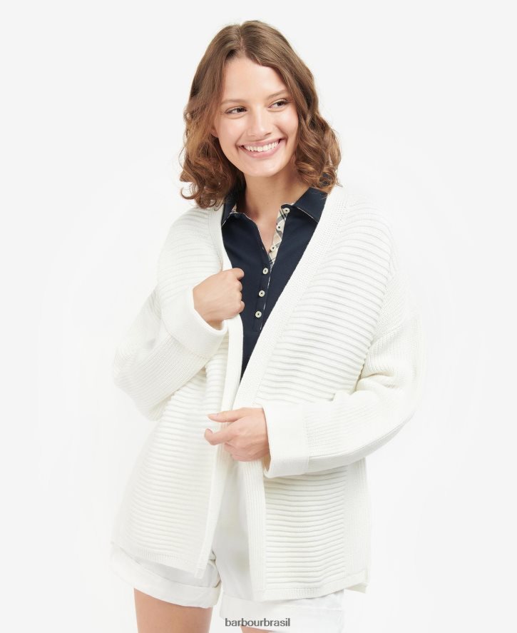 roupas Barbour cardigã de ponto guernsey marinha mulheres NH44421913