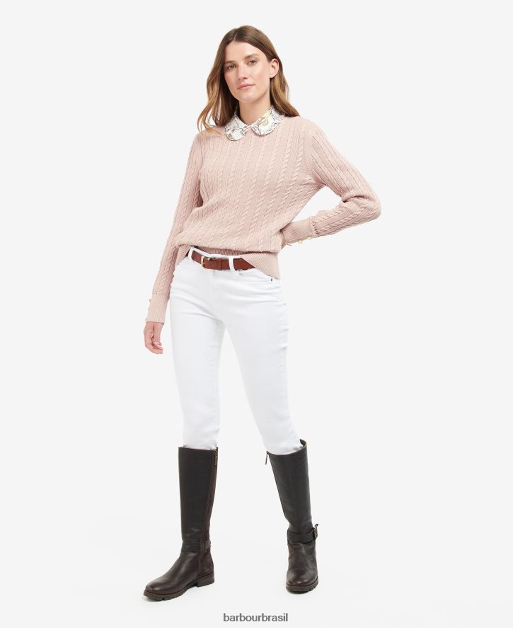roupas Barbour jumper de malha fieldrose pó de rosa mulheres NH44421919