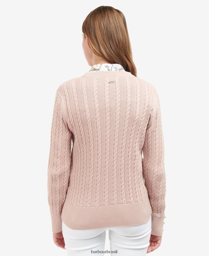 roupas Barbour jumper de malha fieldrose pó de rosa mulheres NH44421919