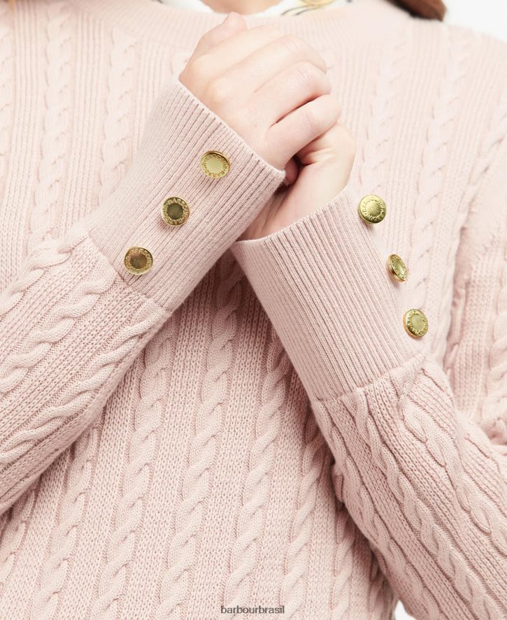 roupas Barbour jumper de malha fieldrose pó de rosa mulheres NH44421919