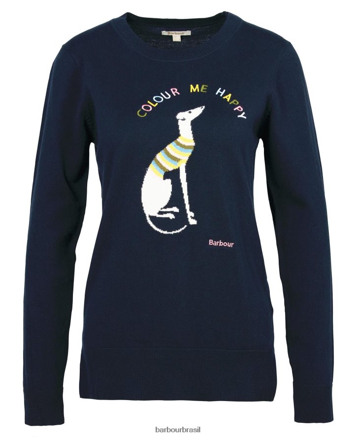 roupas Barbour jumper de malha housesteads marinho clássico mulheres NH44421969