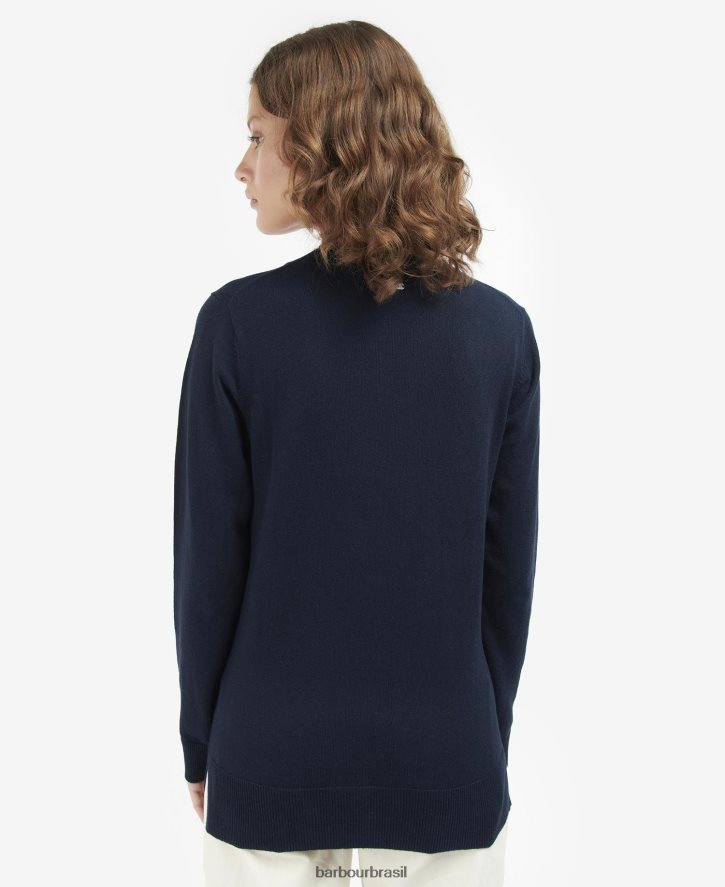 roupas Barbour jumper de malha housesteads marinho clássico mulheres NH44421969