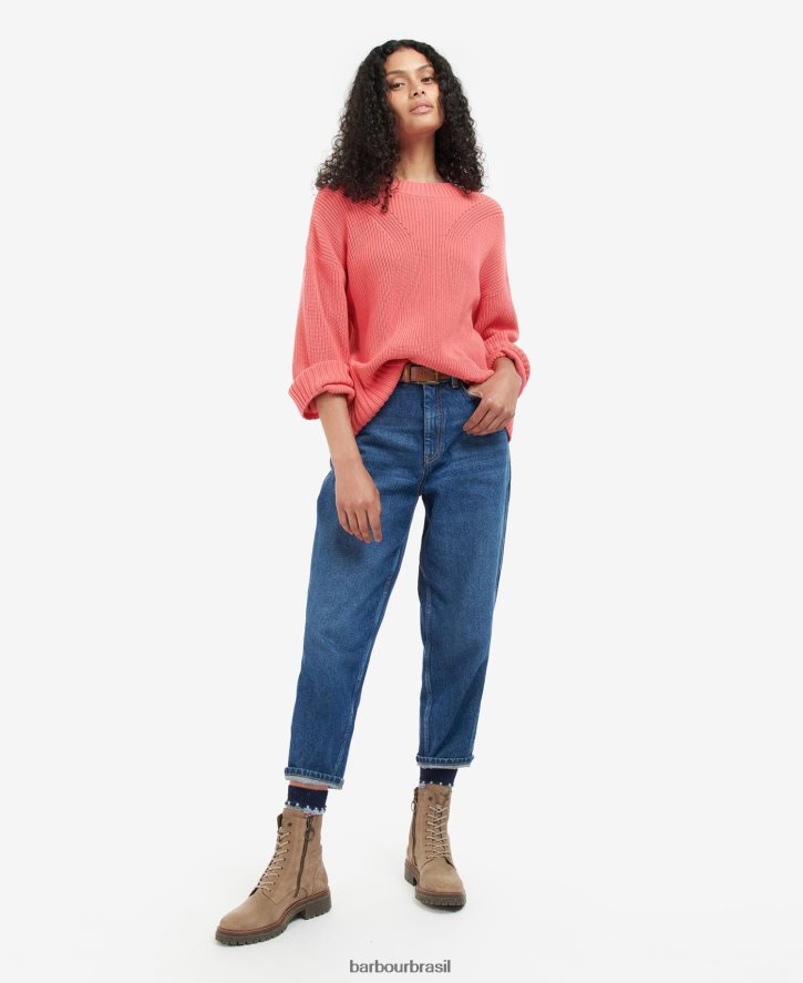 roupas Barbour macacão malha coralina ponche rosa mulheres NH44421966