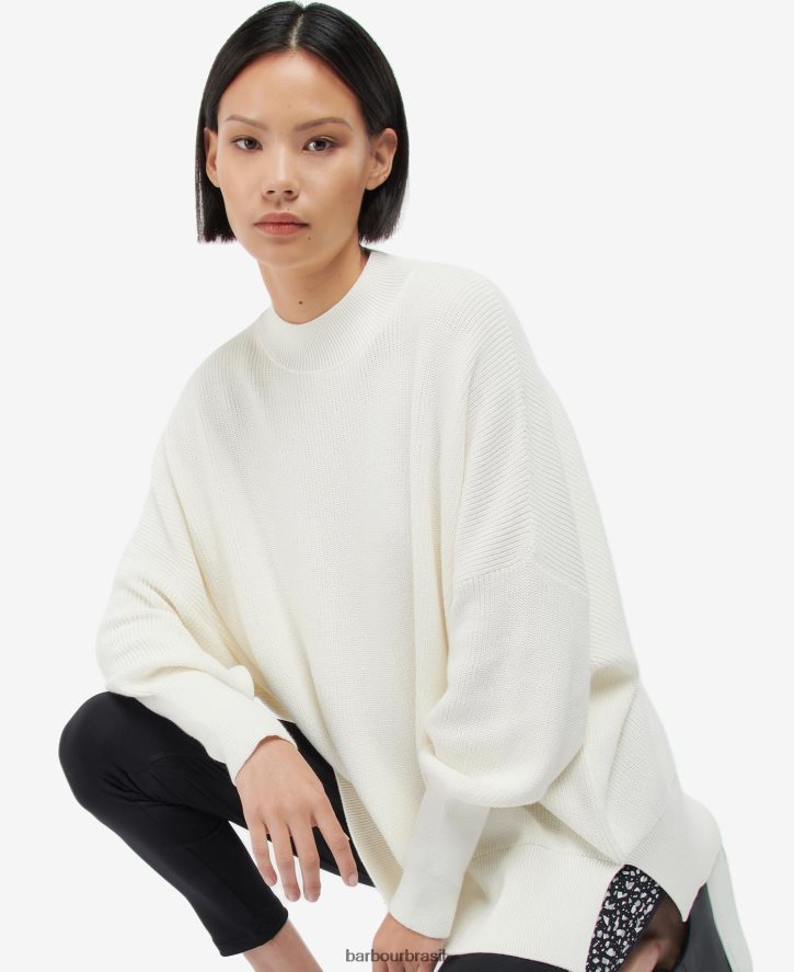 roupas Barbour malha de pavilhão branco óptico mulheres NH44421959