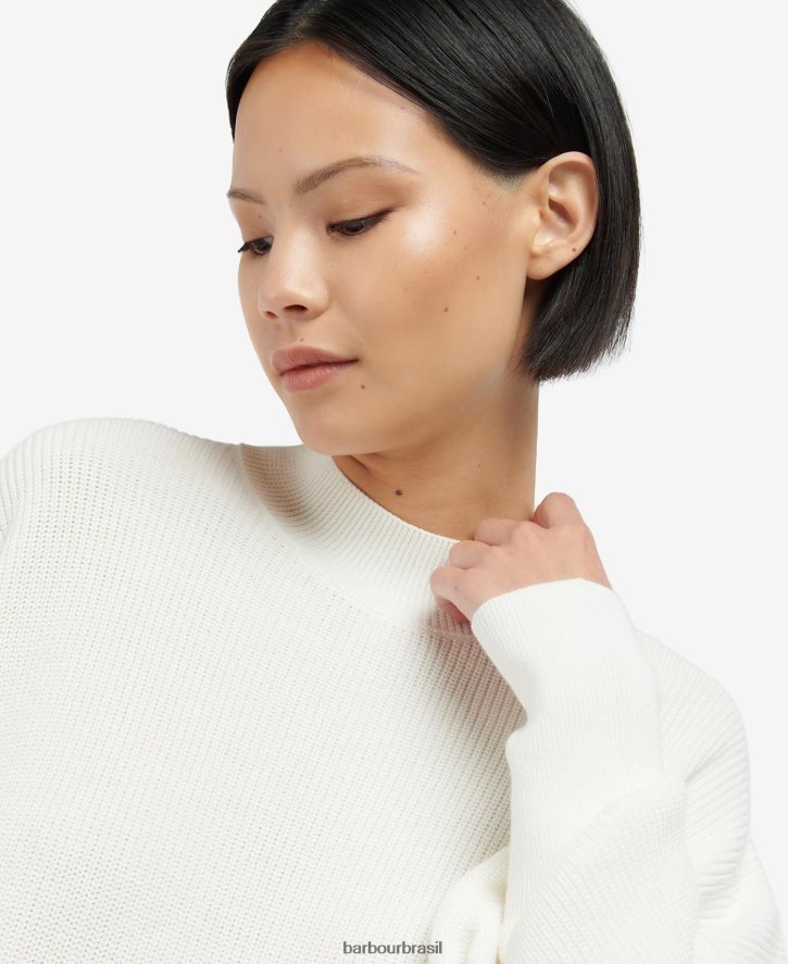 roupas Barbour malha de pavilhão branco óptico mulheres NH44421959