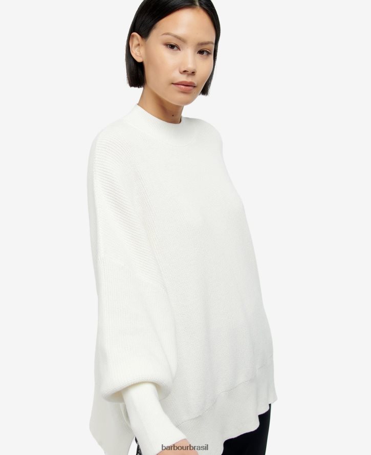 roupas Barbour malha de pavilhão branco óptico mulheres NH44421959