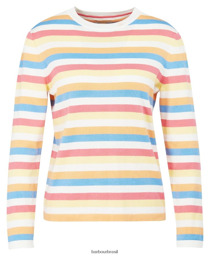 roupas Barbour malha padstow listra branca mulheres NH44421928