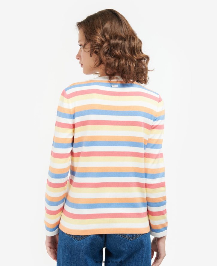 roupas Barbour malha padstow listra branca mulheres NH44421928