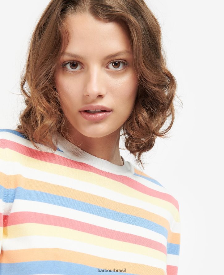 roupas Barbour malha padstow listra branca mulheres NH44421928