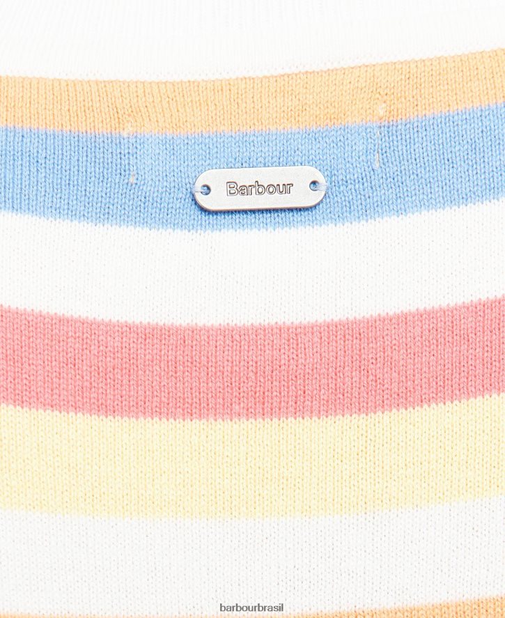 roupas Barbour malha padstow listra branca mulheres NH44421928