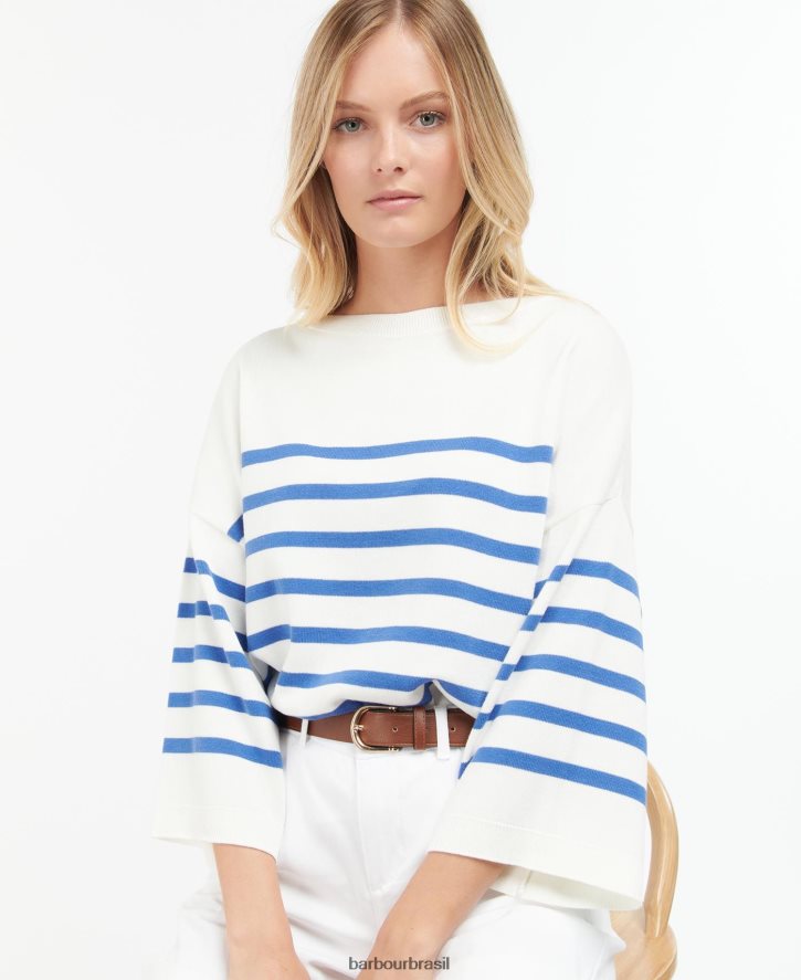 roupas Barbour renfew top de malha calico/bluebell mulheres NH44421948