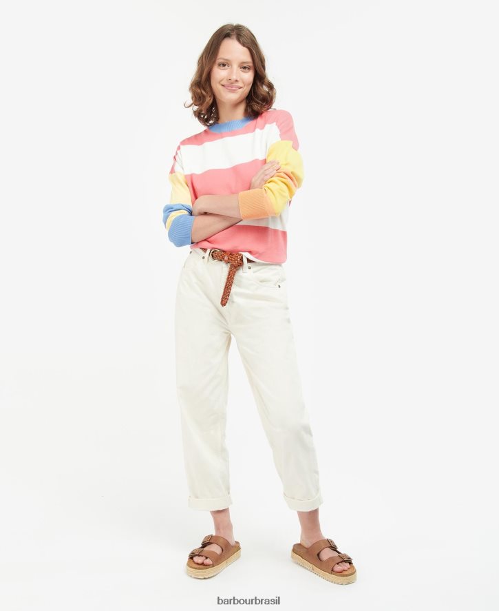 roupas Barbour suéter de tricô com listras bradley nuvem mulheres NH44421947